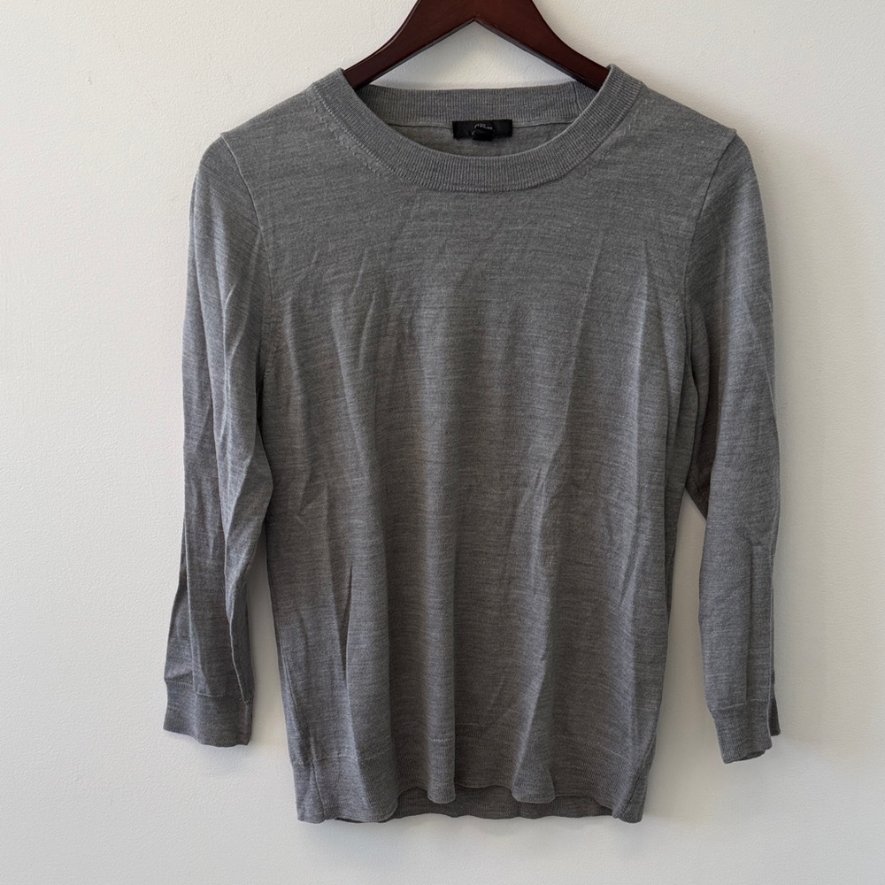J. Crew Heather Gray merino wool Top large